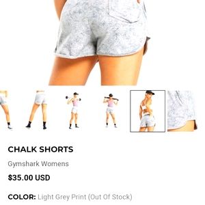 1 grey Gymshark Chalk shorts.